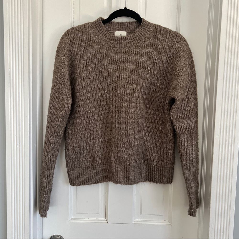 H&M Relaxed Crewneck Sweater - Taupe Brown